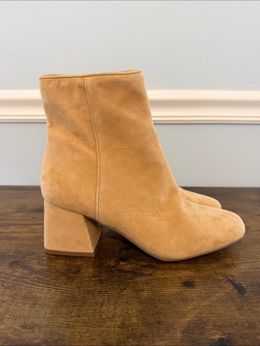 Steve Madden Tan Suede Block Heel Booties